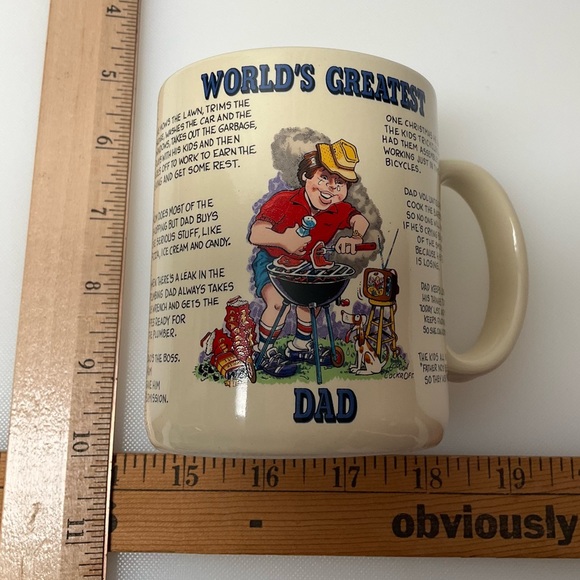 VINTAGE World’s Greatest Dad Mug PAPÉL Brand Ceramic Cute Funny USA Made - Picture 2 of 6